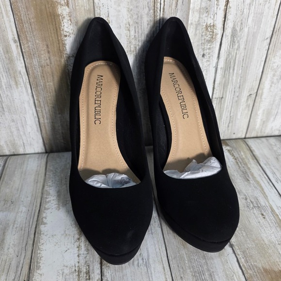 Marco Republic Shoes - Marco Republic Black Suede Platform High Heel Pumps Women's Size 9